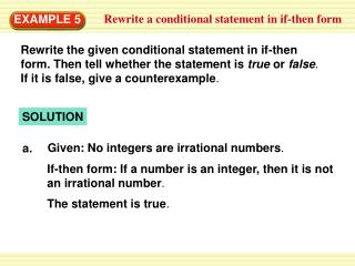 Rewrite a conditional statement in if-then form