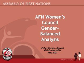 AFN Women’s Council Gender-Balanced Analysis