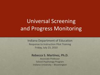 Universal Screening and Progress Monitoring
