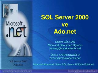 SQL Server 2000 ve Ado
