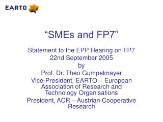 “SMEs and FP7”