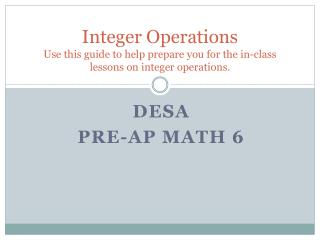 DESA Pre-AP math 6