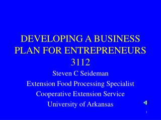 DEVELOPING A BUSINESS PLAN FOR ENTREPRENEURS 3112