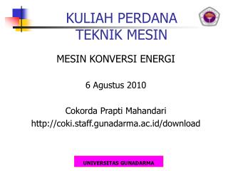 KULIAH PERDANA TEKNIK MESIN