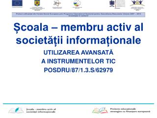 Școala – membru activ al societății informaționale
