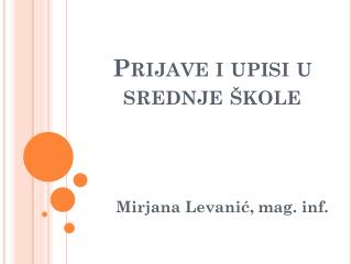 Prijave i upisi u srednje škole