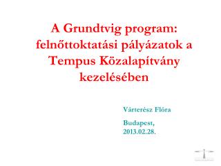 A Grundtvig program: felnőttoktatási pályázatok a Tempus Közalapítvány kezelésében