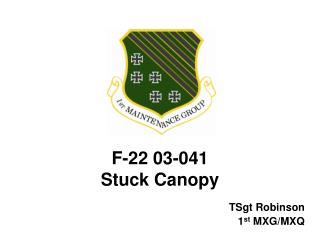F-22 03-041 Stuck Canopy