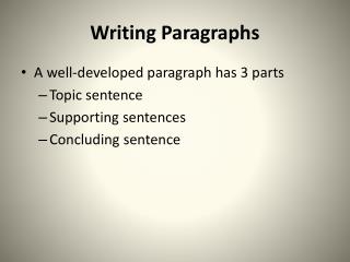 Writing Paragraphs