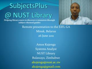 SubjectsPlus @ NUST Library