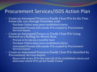 Procurement Services/ISDS Action Plan