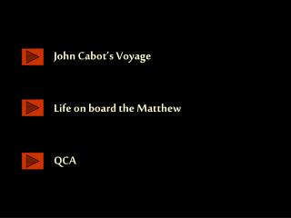 John Cabot’s Voyage Life on board the Matthew QCA