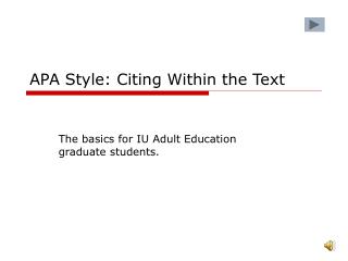 APA Style: Citing Within the Text