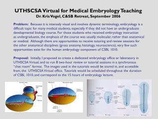 UTHSCSA Virtual for Medical Embryology Teaching Dr. Kris Vogel, C&amp;SB Retreat, September 2006