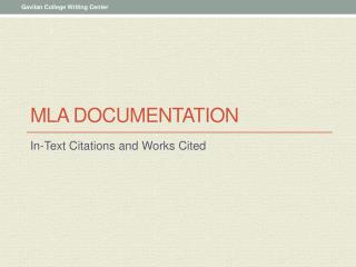 MLA Documentation