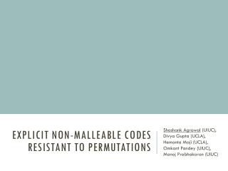 Explicit Non-Malleable Codes Resistant to Permutations