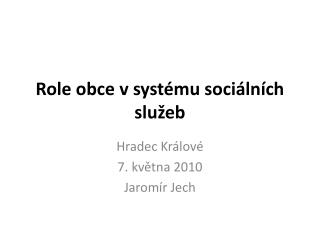 Role obce v systému sociálních služeb