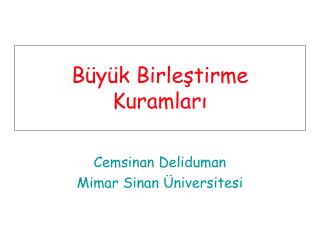 B üyük Birleştirme Kuramları