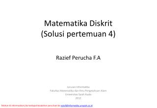 Matematika Diskrit ( Solusi pertemuan 4)