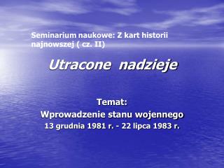 Utracone nadzieje