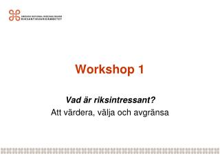 Workshop 1