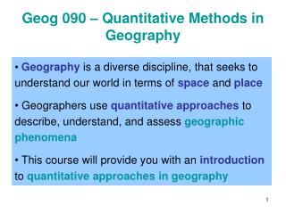 Geog 090 – Quantitative Methods in Geography