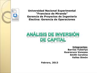 Universidad Nacional Experimental “Francisco de Miranda” Gerencia de Proyectos de Ingeniería
