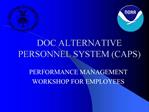 DOC ALTERNATIVE PERSONNEL SYSTEM CAPS
