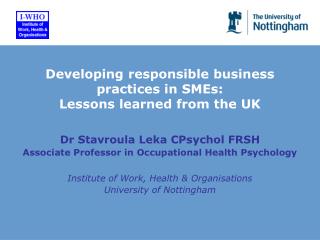 Developing responsible business practices in SMEs: Lessons learned from the UK