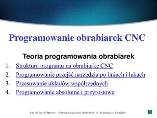 Programowanie obrabiarek CNC