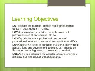 Learning Objectives