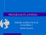 PROGRAM PLANNING