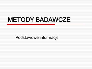 METODY BADAWCZE