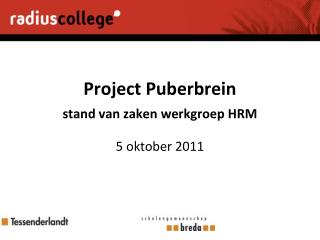 Project Puberbrein stand van zaken werkgroep HRM
