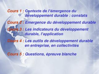 Cours 1 : Contexte de l’émergence du développement durable : constats