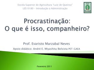 Procrastinação : O que é isso , companheiro ?