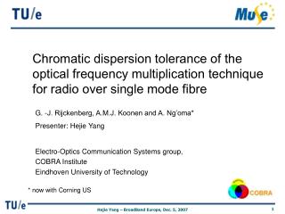 G. -J. Rijckenberg, A.M.J. Koonen and A. Ng’oma* Presenter: Hejie Yang