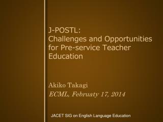 J-POSTL: Challenges and Opportunities for Pre-service Teacher Education