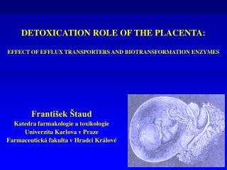 DETOXICATION ROLE OF THE PLACENTA: EFFECT OF EFFLUX TRANSPORTERS AND BIOTRANSFORMATION ENZYMES