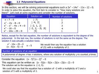 Equation Solution set