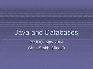 Java and Databases