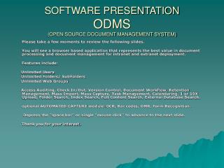 SOFTWARE PRESENTATION ODMS (OPEN SOURCE DOCUMENT MANAGEMENT SYSTEM)