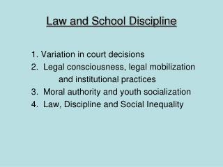 Law and School Discipline