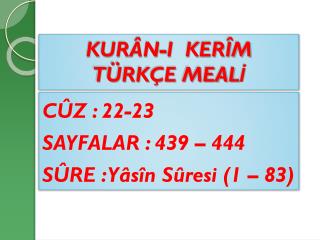 KURÂN-I KERÎM TÜRKÇE MEALİ