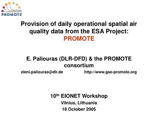 Provision of daily operational spatial air quality data from the ESA Project: PROMOTE