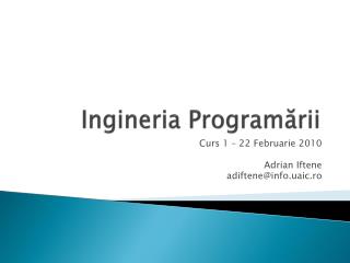 Ingineria Program ării