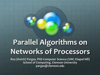 Parallel Algorithms on Networks of Processors