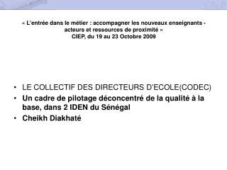 LE COLLECTIF DES DIRECTEURS D’ECOLE(CODEC)