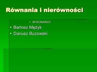 Równania i nierówności