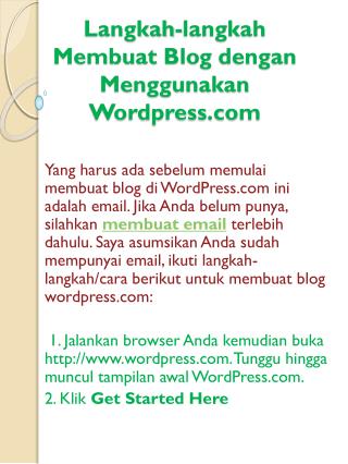 Langkah-langkah Membuat Blog dengan Menggunakan Wordpress